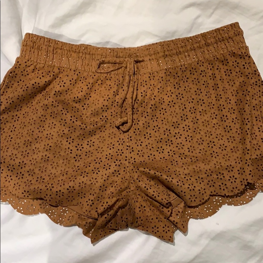 Suede Scallop Shorts